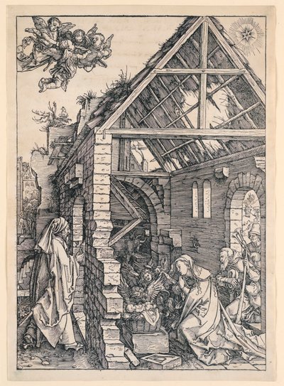 De Geboorte, uit de serie Het Leven van de Maagd door Albrecht Dürer