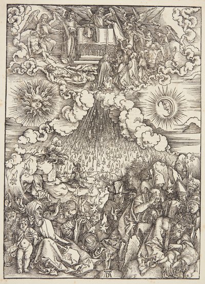 De opening van het vijfde en zesde zegel door Albrecht Dürer