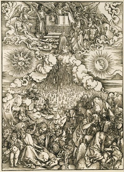 De opening van het vijfde en zesde zegel door Albrecht Dürer