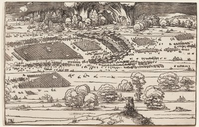 De belegering van een vesting (alleen rechterzijde, van 2 blokken) door Albrecht Dürer