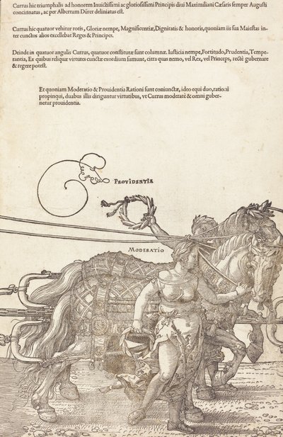 De triomfwagen van Maximiliaan I De grote triomfwagen [plaat 3 van 8], 1523 Latijnse editie door Albrecht Dürer
