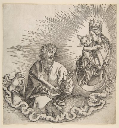 De Maagd Verschijnt aan Sint Jan, Frontispice van de Apocalyps door Albrecht Dürer