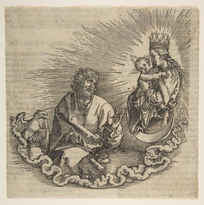 De Maagd verschijnt aan Sint Jan, Frontispice van de Apocalyps, 1511 door Albrecht Dürer