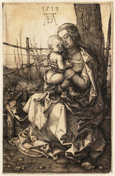 De Maagd en het Kind zittend bij een boom door Albrecht Dürer