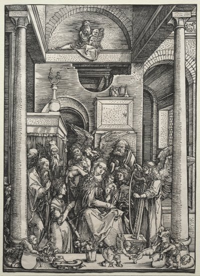 De Maagd en Kind omringd door heiligen en engelen, ca. 1500-1502 door Albrecht Dürer