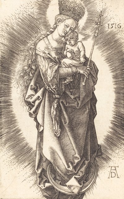 De Maagd en het Kind op een maansikkel met een scepter en een sterrenkroon, 1516 door Albrecht Dürer