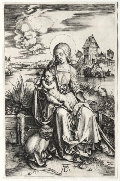 De Maagd en het Kind met een Aap door Albrecht Dürer