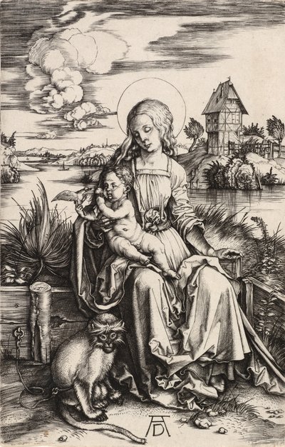 De Maagd en het Kind met de Aap door Albrecht Dürer