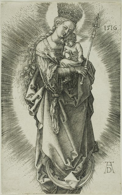 De Maagd op een maansikkel met een kroon van sterren en een scepter door Albrecht Dürer