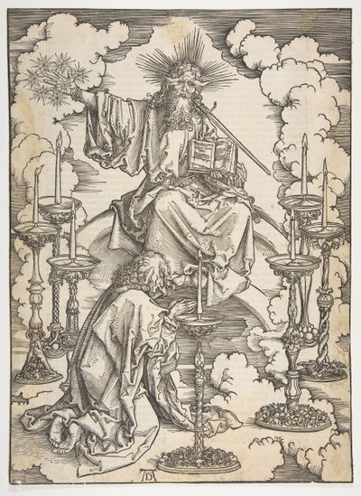 Het visioen van de zeven kandelaars, uit De Apocalyps, Duitse editie 1498 door Albrecht Dürer