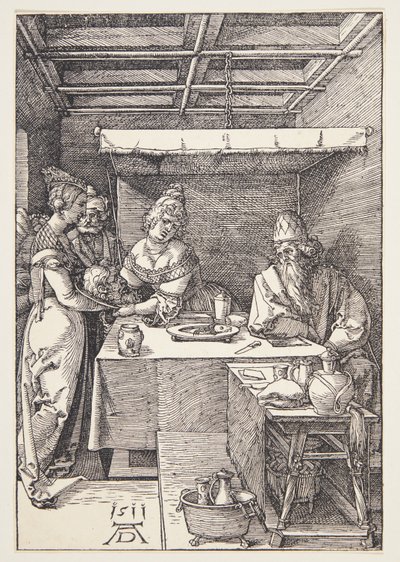 Het hoofd van Johannes de Doper wordt naar Herodias gebracht door Albrecht Dürer