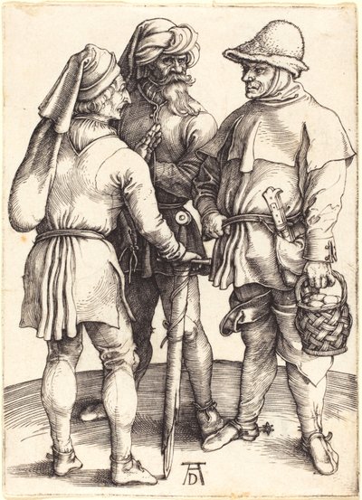 Drie boeren in gesprek door Albrecht Dürer