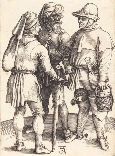 Drie Boeren in Gesprek, ca. 1497 door Albrecht Dürer