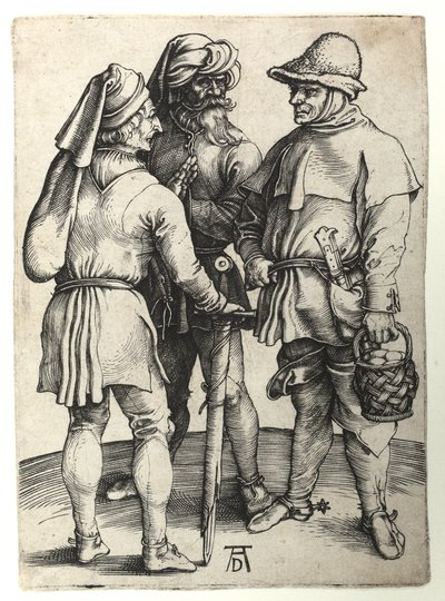 Drie dorpelingen in gesprek, ca. 1497 door Albrecht Dürer