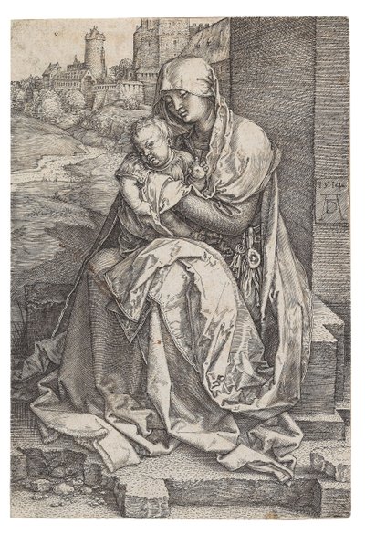 Maagd en Kind Zittend bij de Muur door Albrecht Dürer