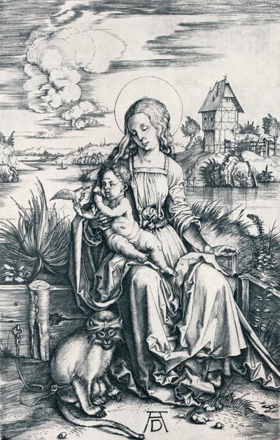 Maagd en kind met een aap door Albrecht Dürer