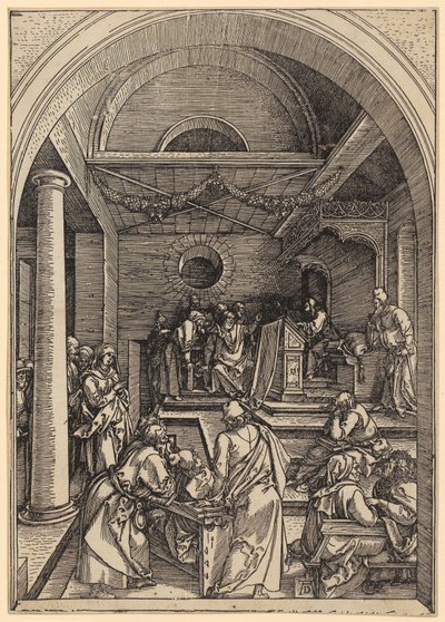 De twaalfjarige Jezus in de tempel, blad 16 uit de serie „Het leven van Maria” door Albrecht Dürer