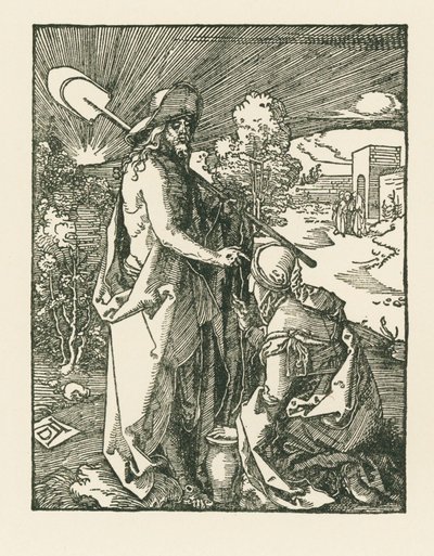 Christus verschijnt aan Maria Magdalena - Noli Me Tangere, ca.1510 (houtsnede) door Albrecht Dürer or Duerer