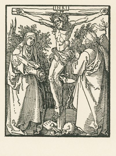 Christus aan het kruis met Maria en Johannes door Albrecht Dürer or Duerer