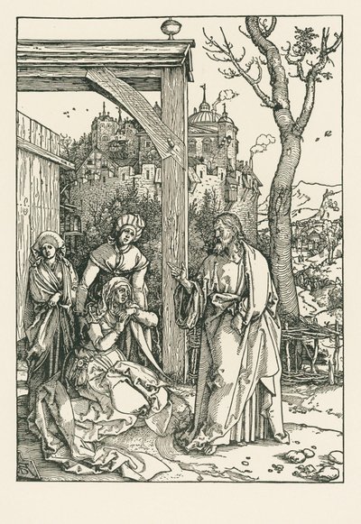 Christus neemt afscheid van zijn Moeder, c.1504 (houtsnede) door Albrecht Dürer or Duerer