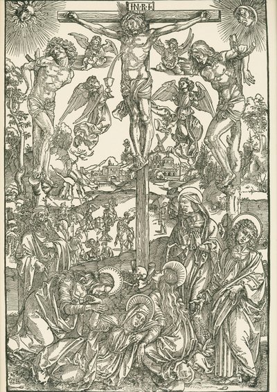 Kruisiging (De Grote Golgotha), ca. 1496-00 (houtsnede) door Albrecht Dürer or Duerer