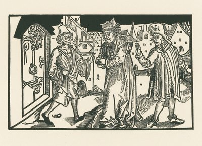 Davus, Simo en Chremes, ca.1492-93 (houtsnede) door Albrecht Dürer or Duerer