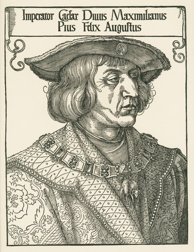 Keizer Maximiliaan I, ca. 1519 (houtsnede) door Albrecht Dürer or Duerer