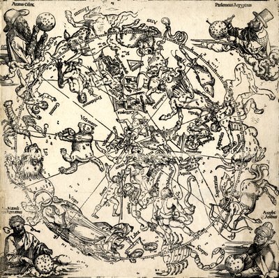 Imagines coeli Septentrionales cum duodecim imaginibus zodiaci, ca.1510-c.20 (houtsnede) door Albrecht Dürer or Duerer