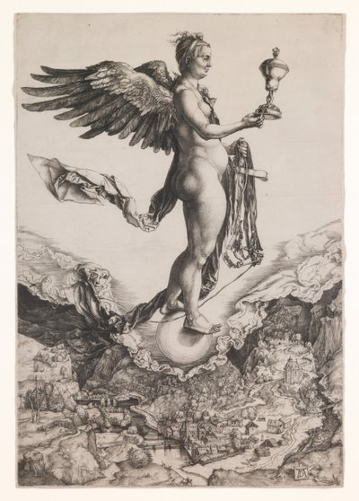 Nemesis, c.1501-2 (gravure) door Albrecht Dürer or Duerer