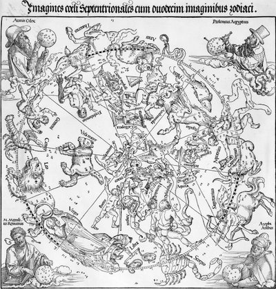 Paar kaarten van de noordelijke en zuidelijke hemelhelften door Albrecht Dürer or Duerer