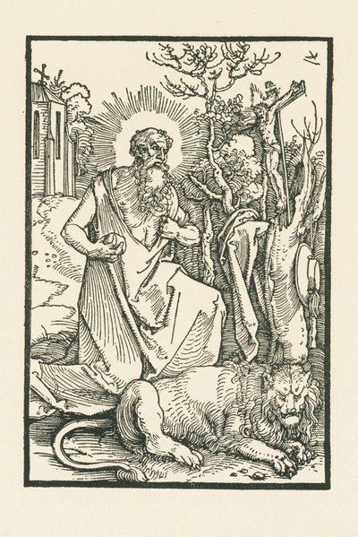 Heilige Hiëronymus. Illustratie bij Lukas von Prag: Apologia. Gedrukt door Hieronymus Höltzel, Neurenberg door Albrecht Dürer or Duerer