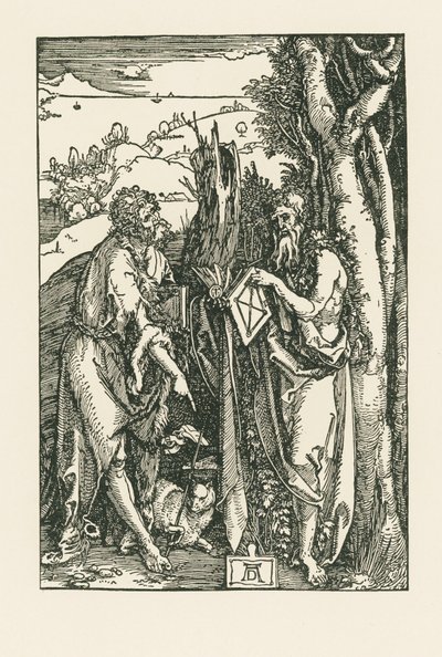 De heilige Johannes de Doper en de heilige Onophrius, ca.1503-04 (houtsnede) door Albrecht Dürer or Duerer
