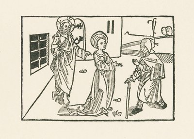 Tweede werk van Barmhartigheid: ontvangst van de pelgrim in zijn huis door Albrecht Dürer or Duerer