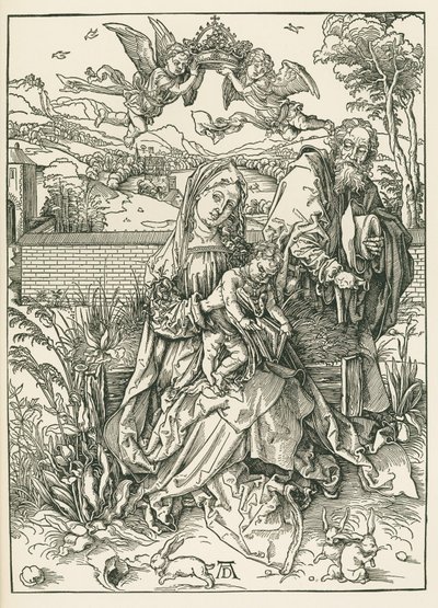 De Heilige Familie met drie hazen, ca. 1497 (houtsnede) door Albrecht Dürer or Duerer