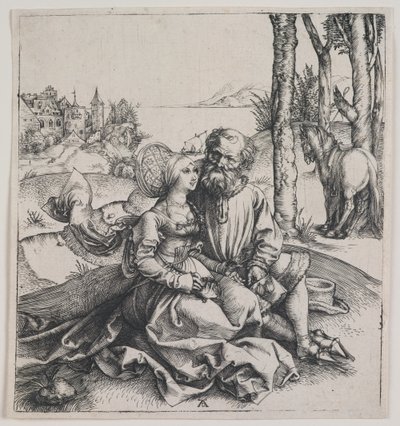Het ongerijmde paar, ca. 1495 (gravure) door Albrecht Dürer or Duerer