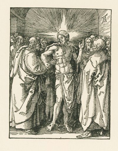 De ongeloofwaardigheid van de heilige Thomas, ca. 1510-10 (houtsnede) door Albrecht Dürer or Duerer