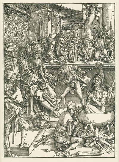 Het martelaarschap van Johannes de Evangelist, ca. 1496-97 (houtsnede) door Albrecht Dürer or Duerer