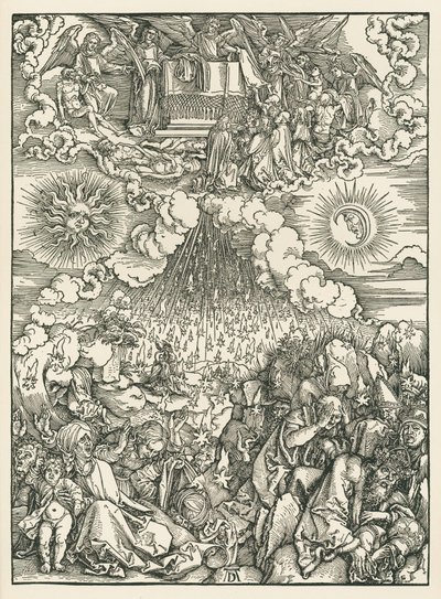 De opening van het vijfde en zesde zegel. De Openbaring van Johannes, ca. 1497-98 (houtsnede) door Albrecht Dürer or Duerer