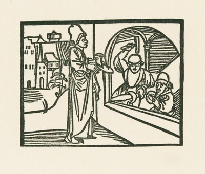 De priester brengt zijn schoen naar de goudsmid, c.1489-90 (houtsnede) door Albrecht Dürer or Duerer