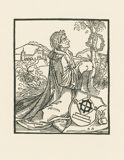 De dichter Sebastian Brant knielend door Albrecht Dürer or Duerer