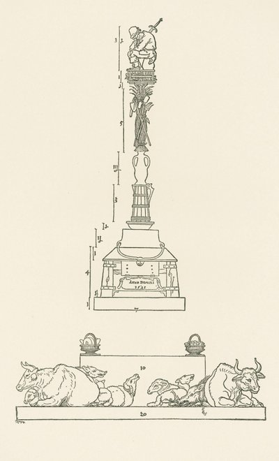 Overwinningscolonne voor de onderwerping van opstandige boeren door Albrecht Dürer or Duerer