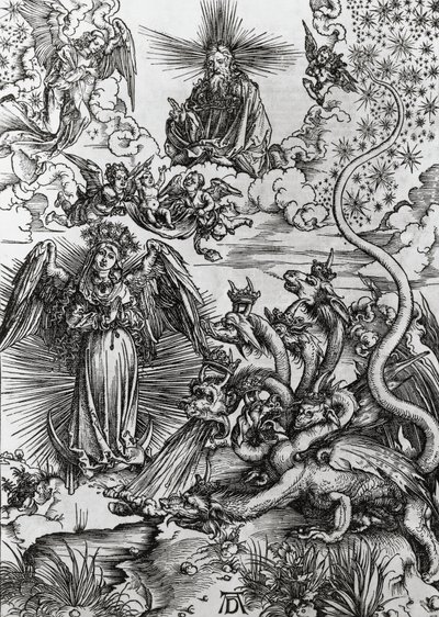 Vrouw van de Apocalyps en zevenkoppige draak, Apocalyps door Albrecht Dürer