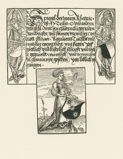Jonge vrouw met wapenschild door Albrecht Dürer or Duerer