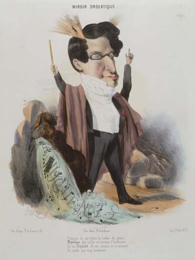 Karikatuur van Jakob Meyerbeer (1791-1864) Duitse componist door Alcide Joseph Lorentz