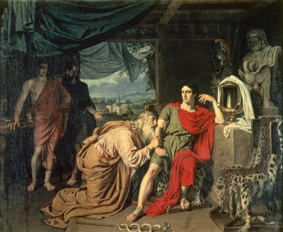Koning Priamus smeekt Achilles om het lichaam van Hector terug te geven, 1824 door Aleksander Ivanov