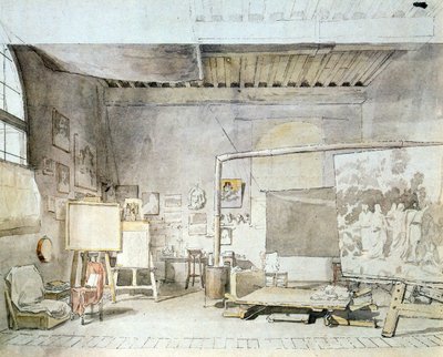 Atelier van de kunstenaar in Rome door Aleksandr Andreevich Ivanov