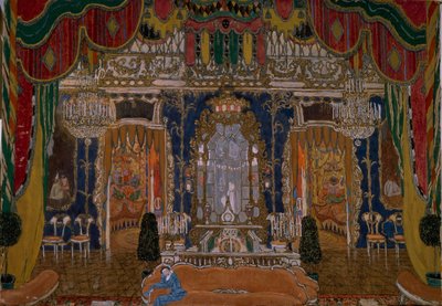 Toneelontwerp voor het toneelstuk Het Maskerbal door M. Lermontov, 1917 door Aleksandr Jakovlevic Golovin