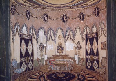 Toneelontwerp voor het toneelstuk Twee broers van M. Lermontov, 1915 door Aleksandr Jakovlevic Golovin