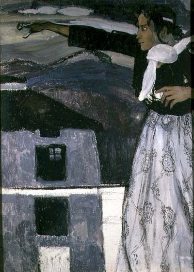 Vrouw in grijs door Aleksandr Jakovlevic Golovin