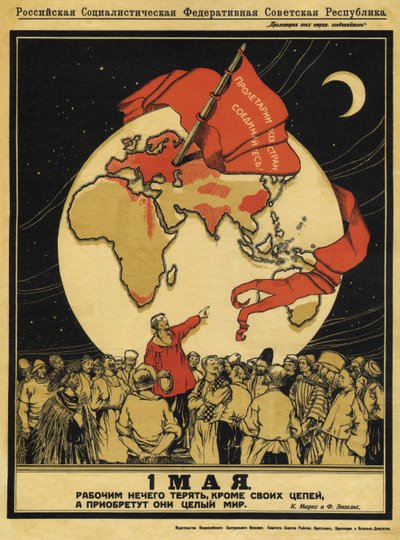 De 1e mei. Arbeiders hebben niets te verliezen, maar ze hebben de hele wereld te winnen - Apsit, Alexander Petrovich (1880-1944) - 1919 door Aleksandrs Apsit